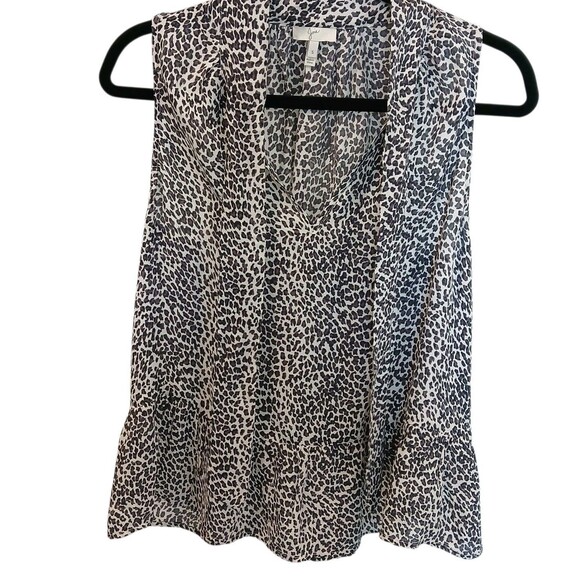 Joie Estero 100% Silk Tank Caviar Animal Print Tie Neck Size Small Top - Picture 3 of 12